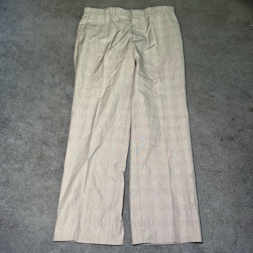 Banana Republic Non-Iron Standard Fit Pants Tan Glen Plaid Mens 33x30 NWT - Picture 3 of 5